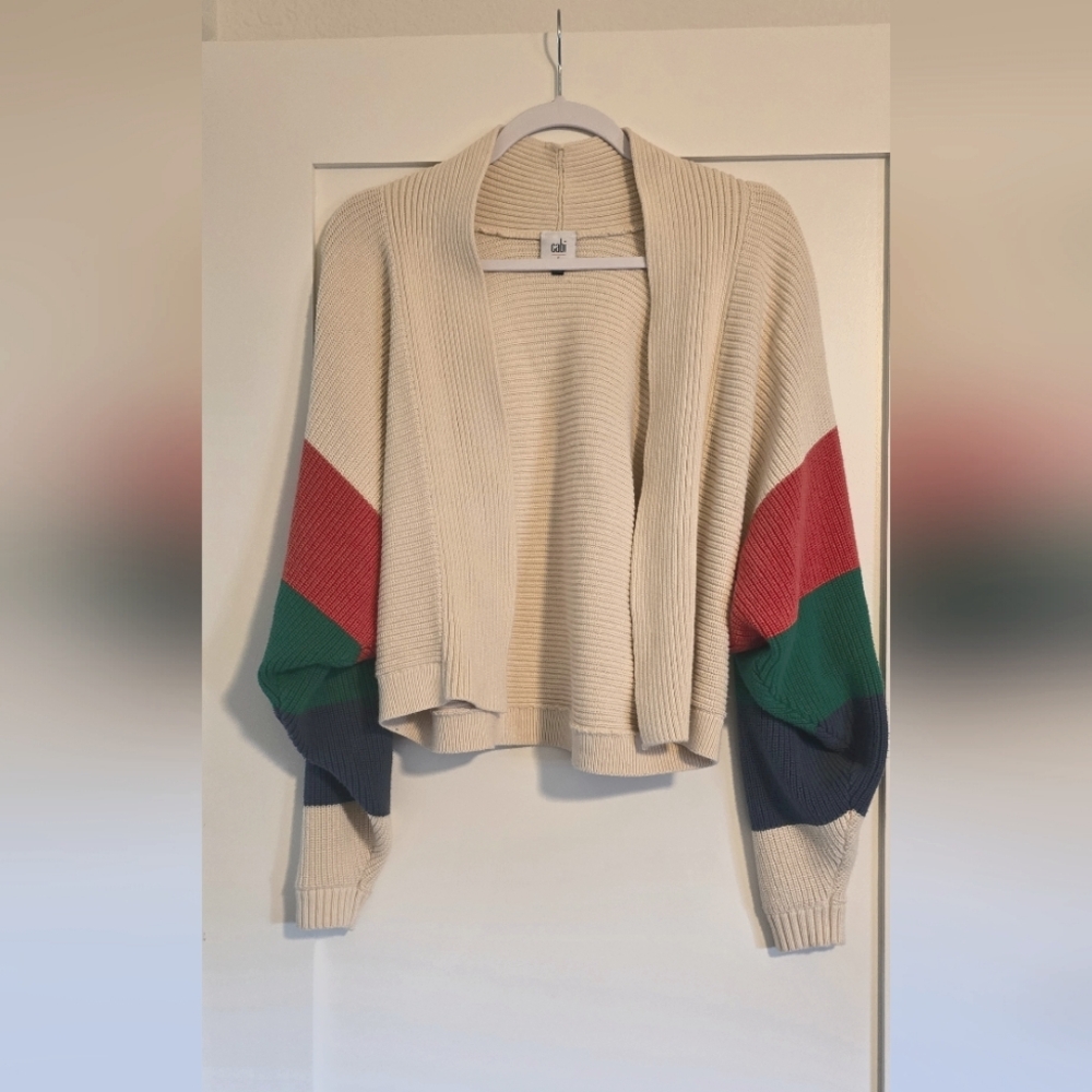 CABI TRIO CARDIGAN SWEATER - BALLON SLEEVES Size Small